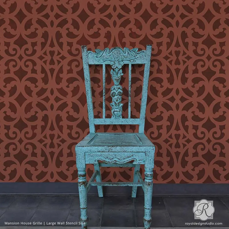 Mansion House Grille Trellis Wall Stencil