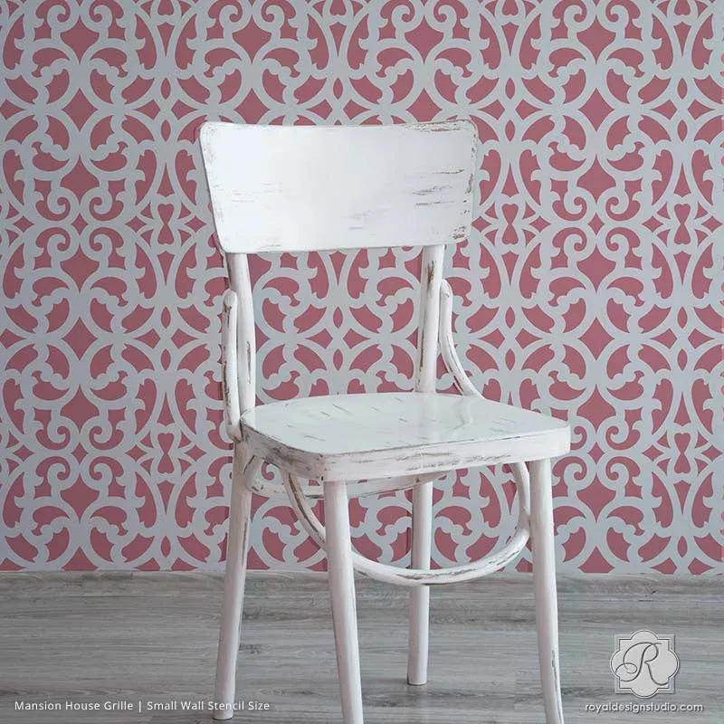 Mansion House Grille Trellis Wall Stencil