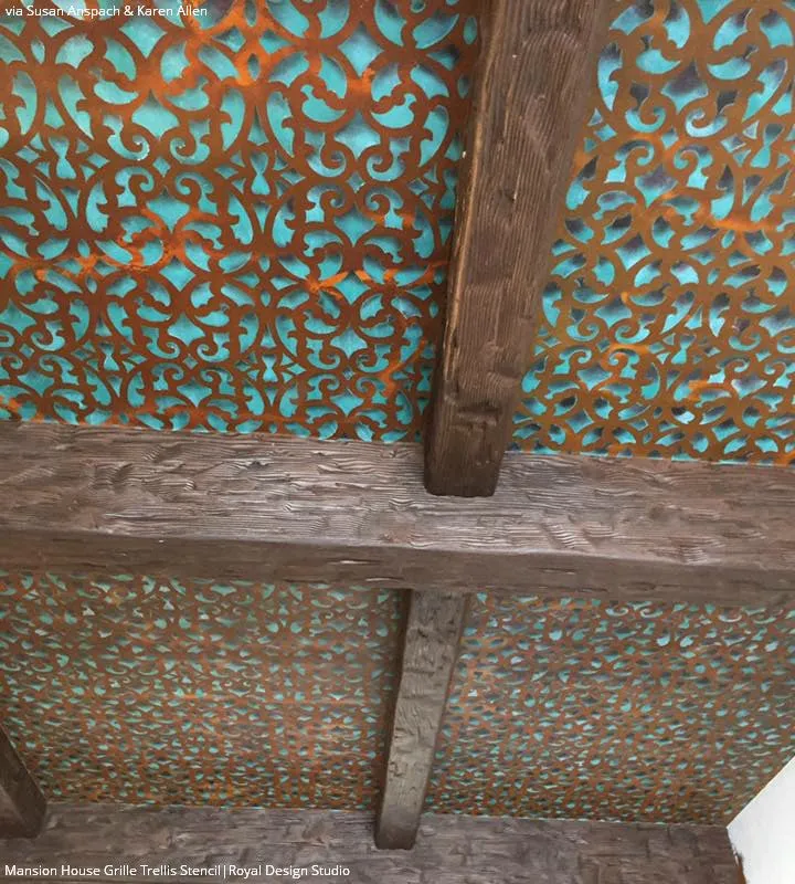 Mansion House Grille Trellis Wall Stencil