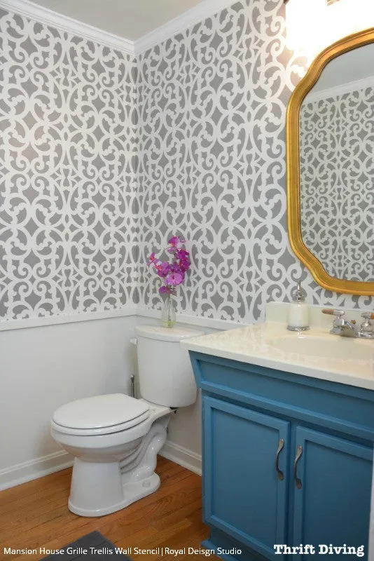 Mansion House Grille Trellis Wall Stencil