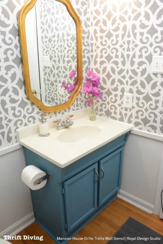 Mansion House Grille Trellis Wall Stencil