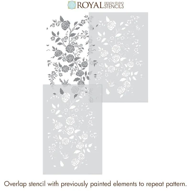 Meandering Rose Chinoiserie Wall Stencil