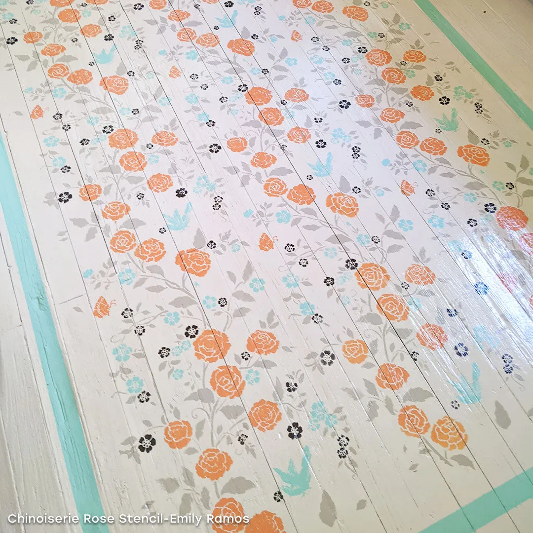 Meandering Rose Chinoiserie Wall Stencil