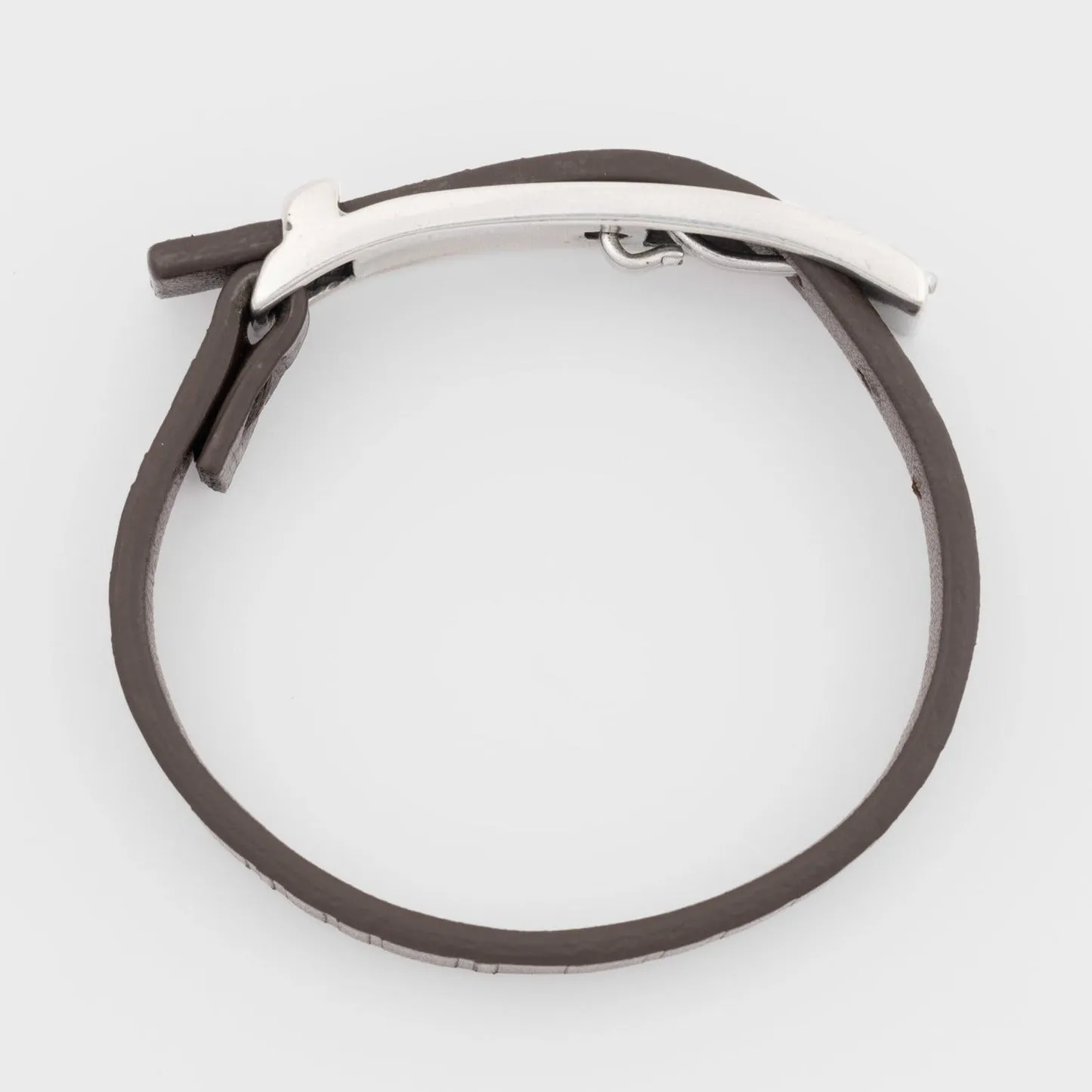 Men's Leather 'Shadow Stripe' Bracelet | Dark Brown