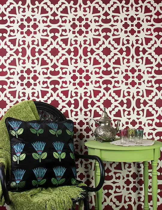 Modern Moroccan Lace Wall Stencil