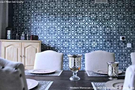 Modern Moroccan Lace Wall Stencil