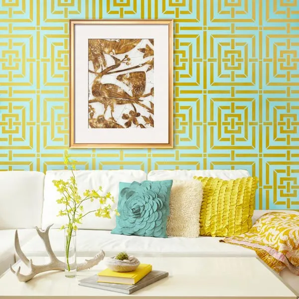Mykonos Trellis Wall Stencil