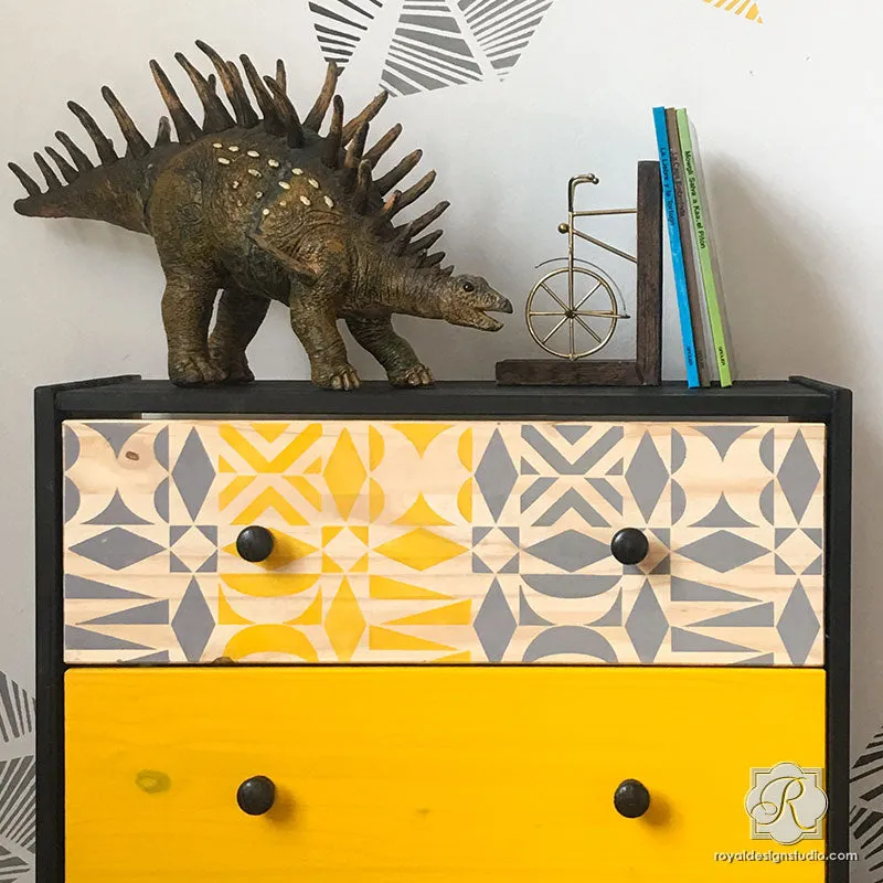 Opposites Attract Modern Tribal Tile Stencil