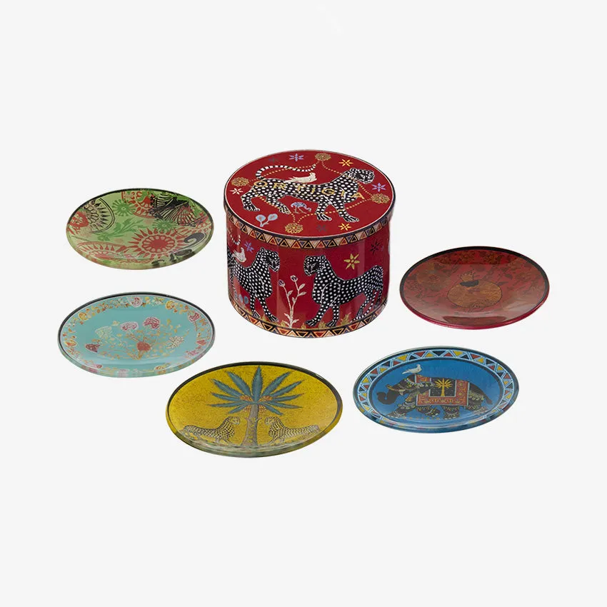 Ortigia | Tin 5 Glass Plates Red