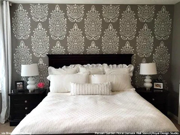 Persian Garden Damask Wall Stencil
