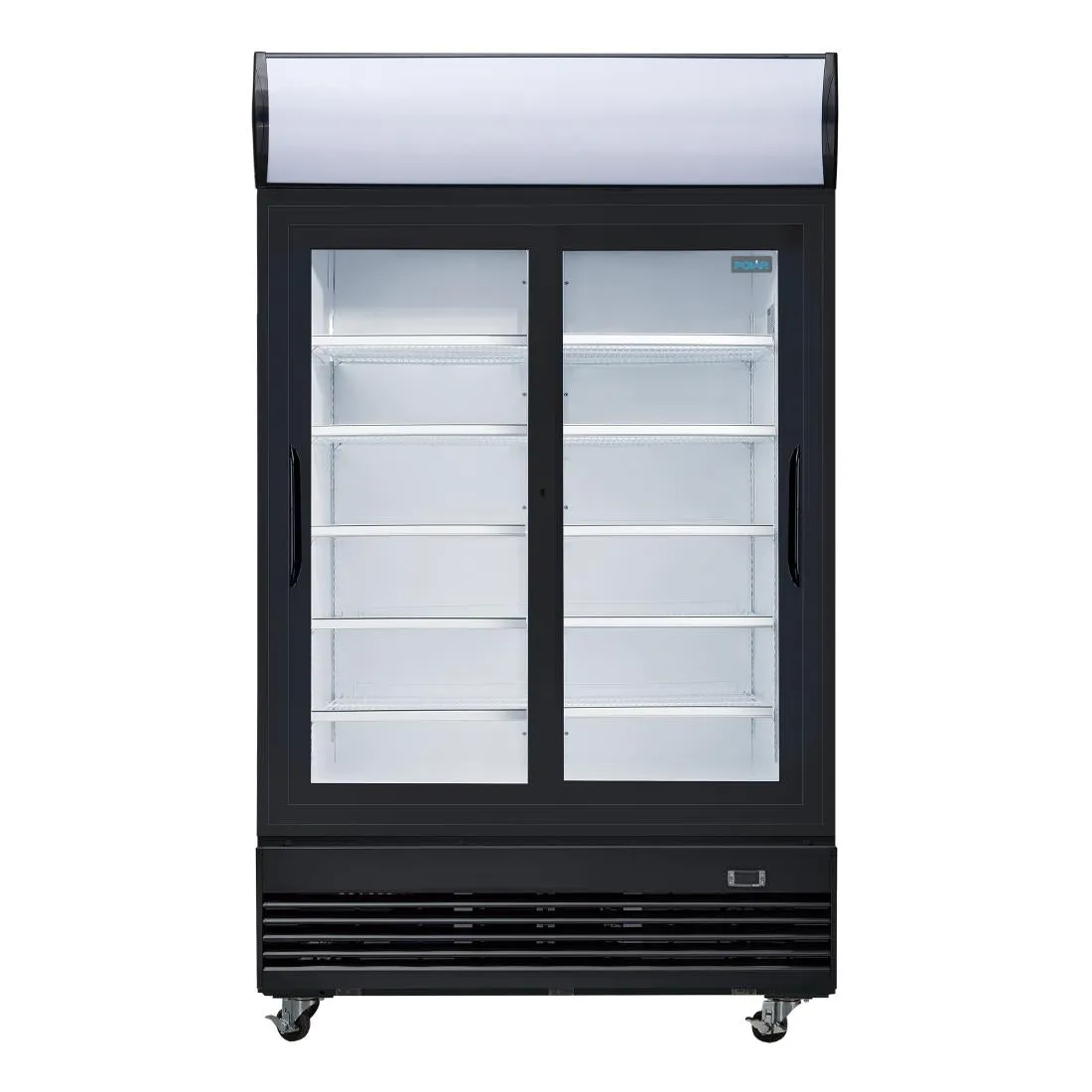 Polar 950L G-Series Upright Sliding Door Display Fridge with Light Box Black - GM814-A
