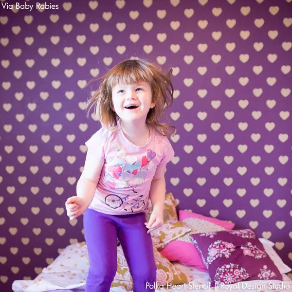 Polka Heart Wall Stencil