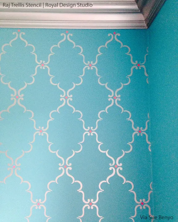 Raj Trellis Indian Wall Stencil