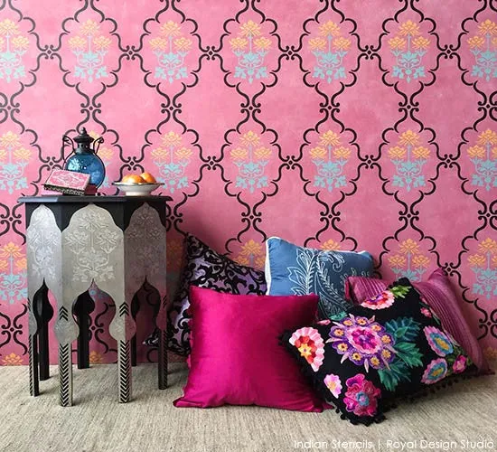 Raj Trellis Indian Wall Stencil