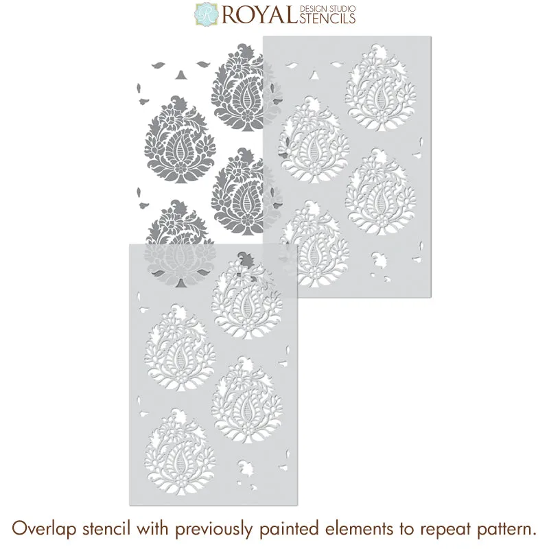 Rani Paisley Indian Damask Wall Stencil