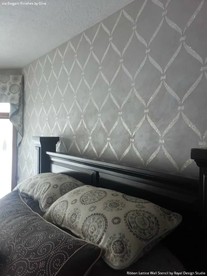 Ribbon Lattice Wall Stencil