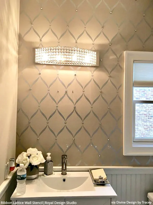 Ribbon Lattice Wall Stencil