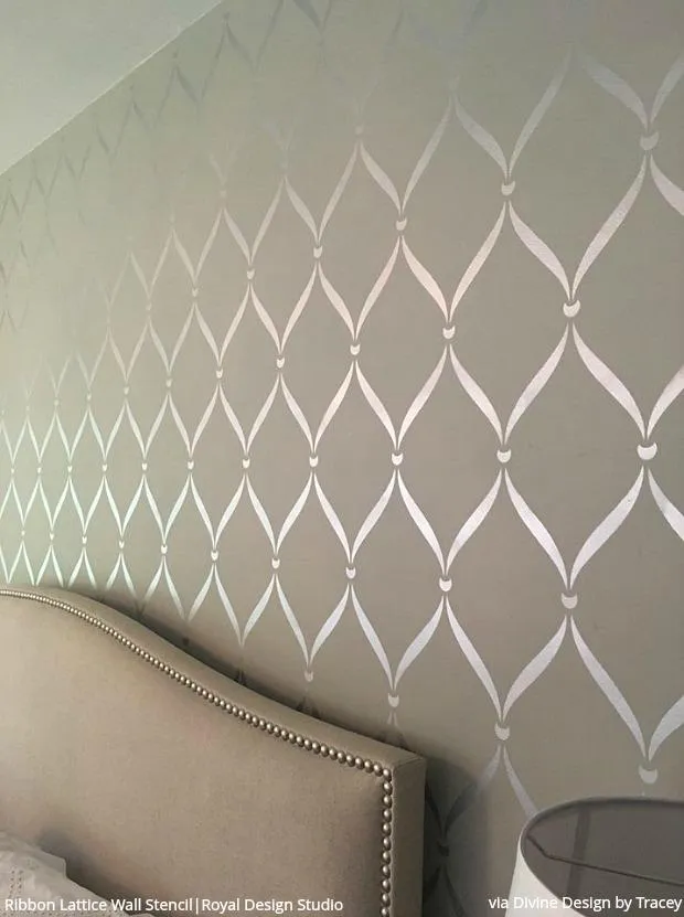 Ribbon Lattice Wall Stencil