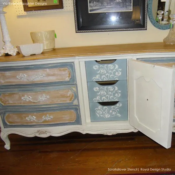 Scrollallover Furniture Stencil