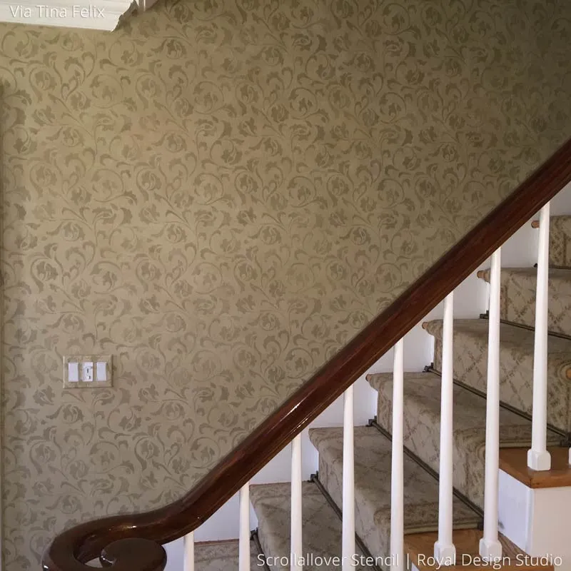 Scrollallover Wall Stencil