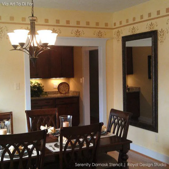 Serenity Damask Wall Stencil