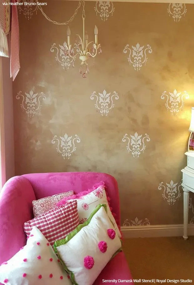 Serenity Damask Wall Stencil