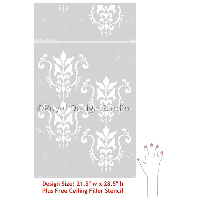Serenity Damask Wall Stencil