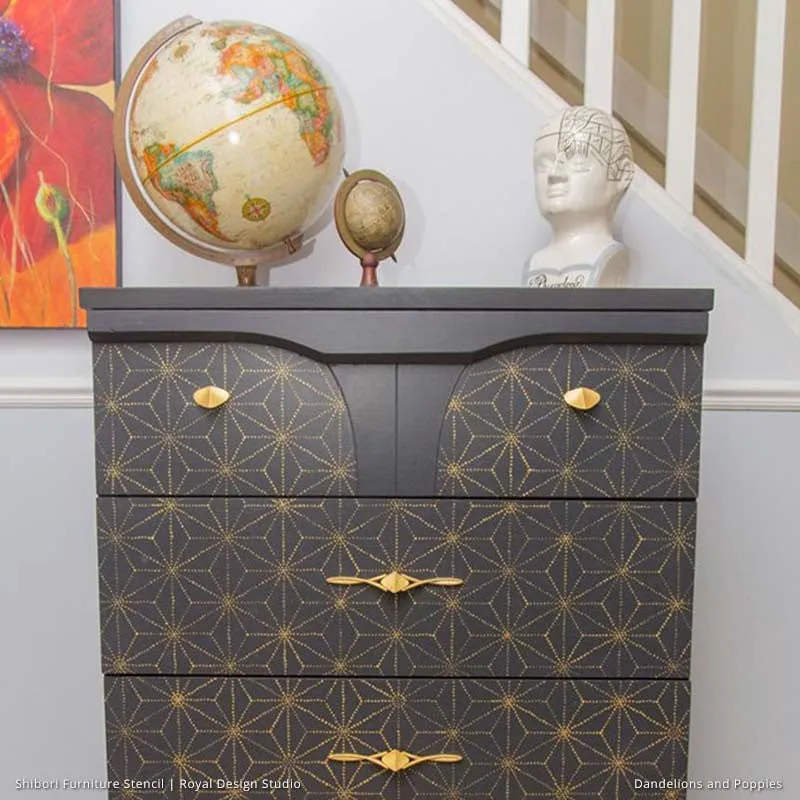 Shibori Japanese Furniture Stencil