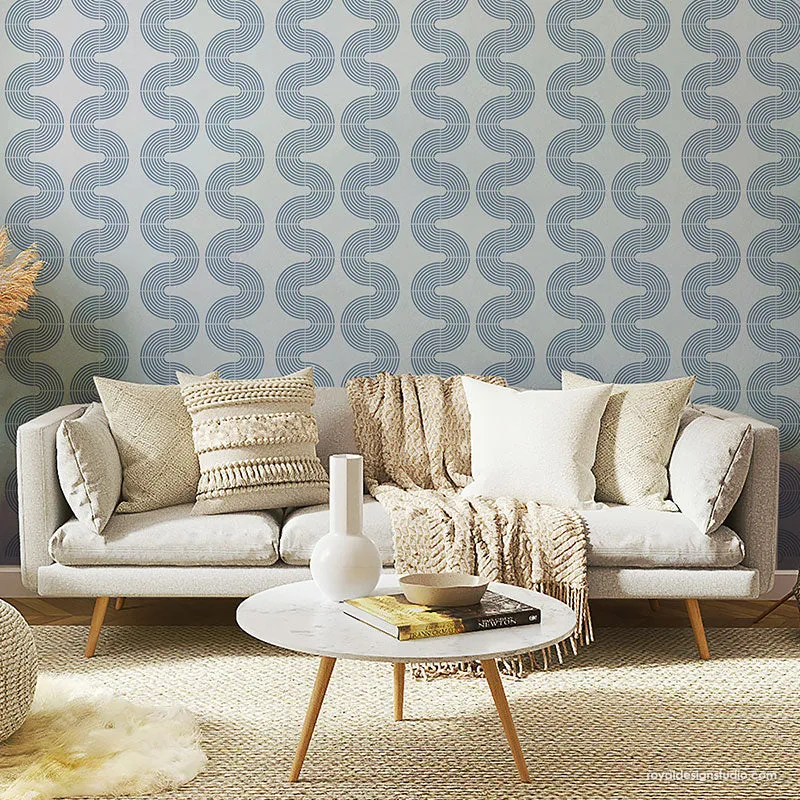 Sound Waves Modern Wall Stencil
