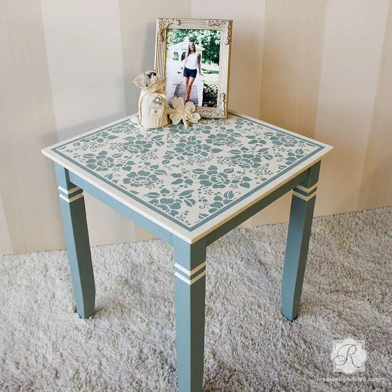 Spring Rose Blossoms Furniture Stencil
