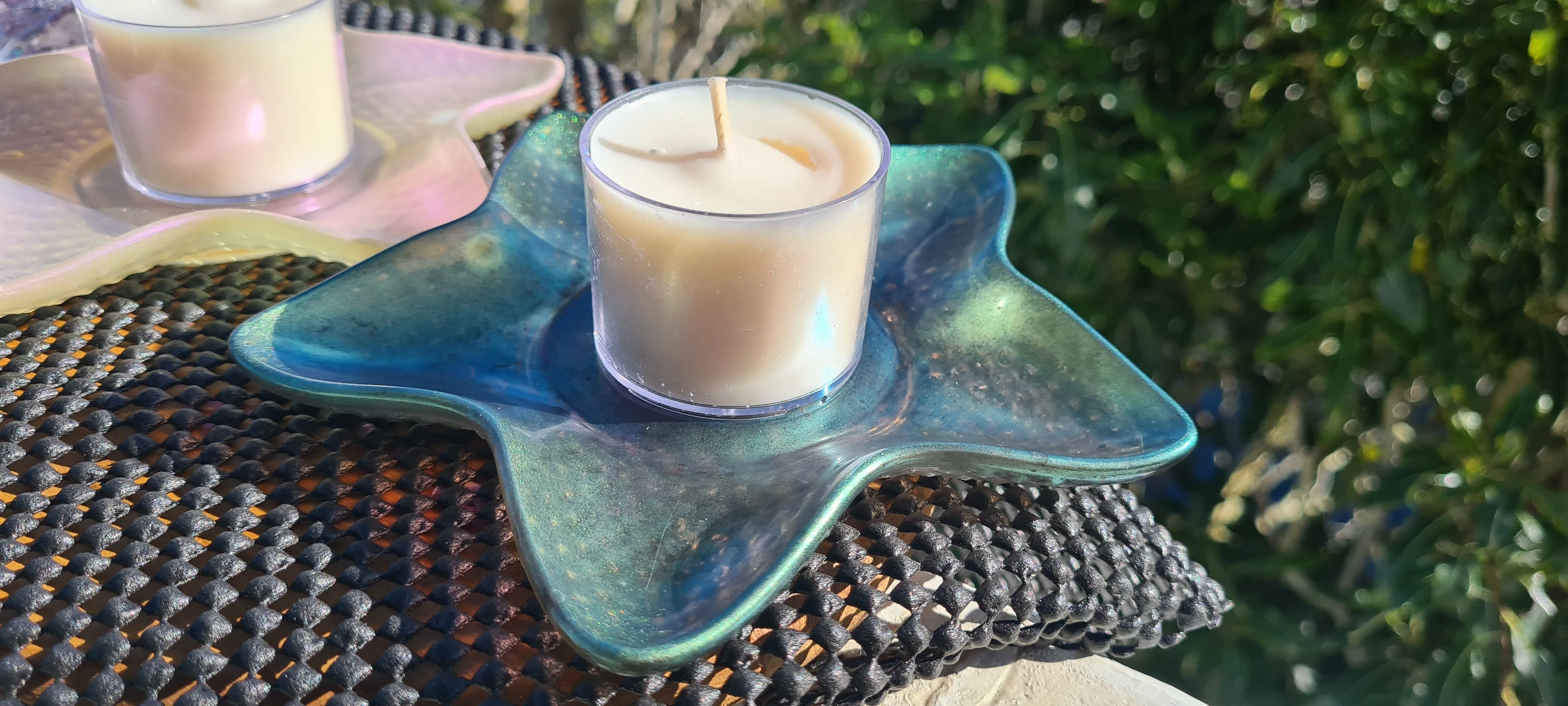 STARFISH CRYSTAL CANDLE HOLDERS/TRINKET DISH-made by me