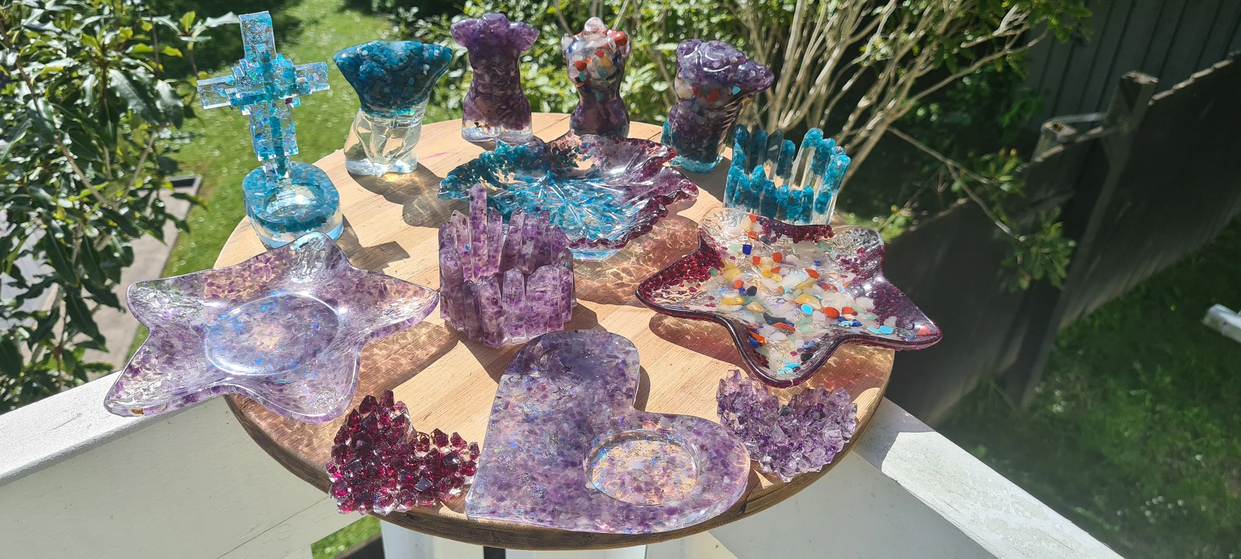 STARFISH CRYSTAL CANDLE HOLDERS/TRINKET DISH-made by me