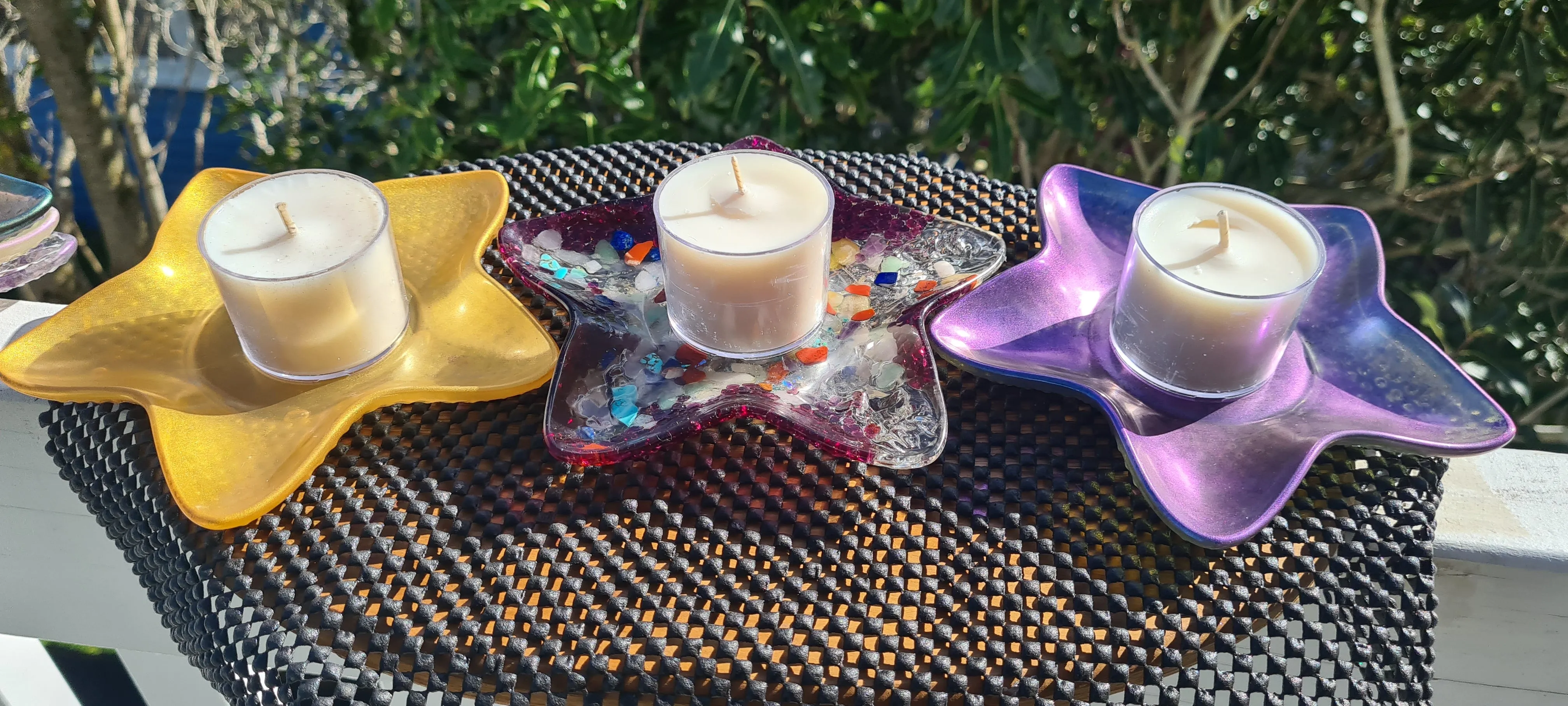STARFISH CRYSTAL CANDLE HOLDERS/TRINKET DISH-made by me