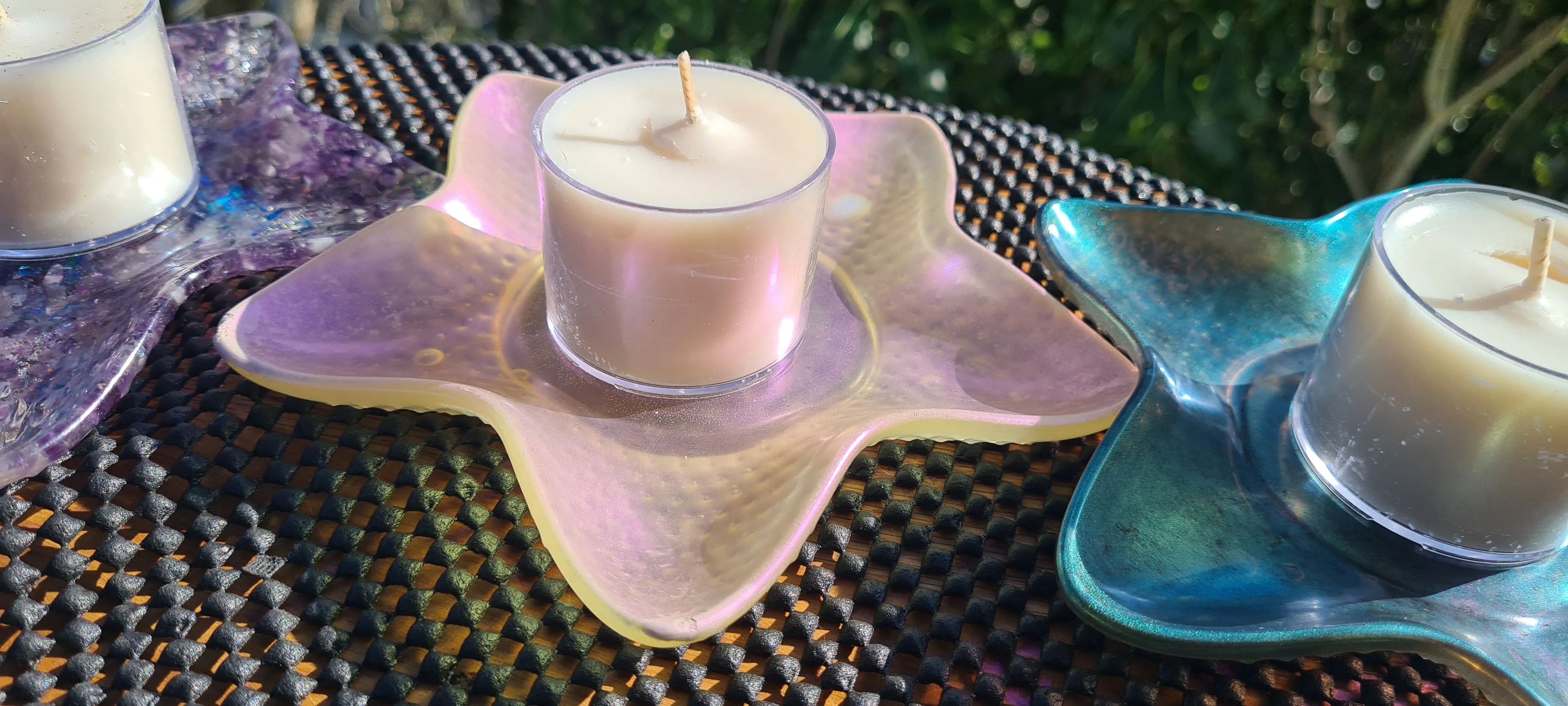 STARFISH CRYSTAL CANDLE HOLDERS/TRINKET DISH-made by me