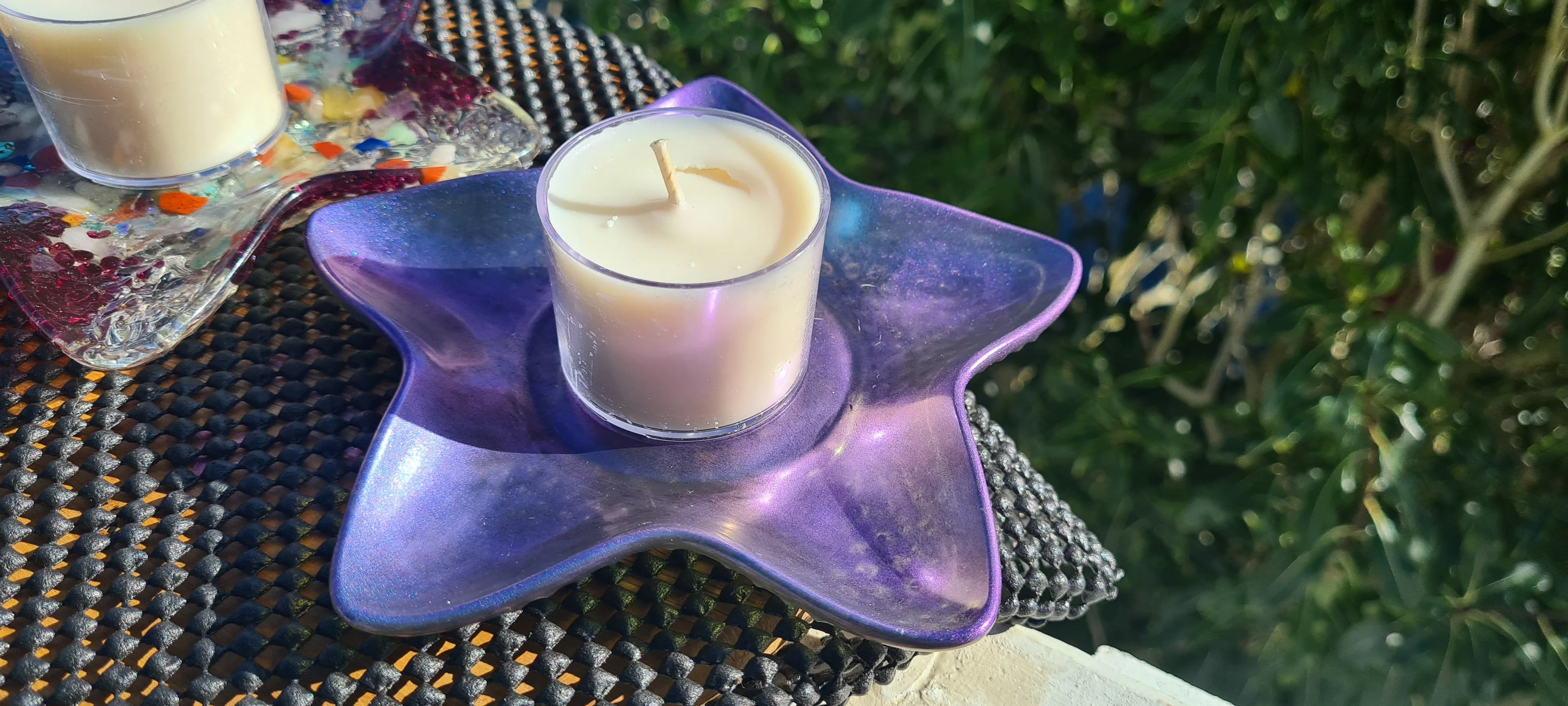 STARFISH CRYSTAL CANDLE HOLDERS/TRINKET DISH-made by me