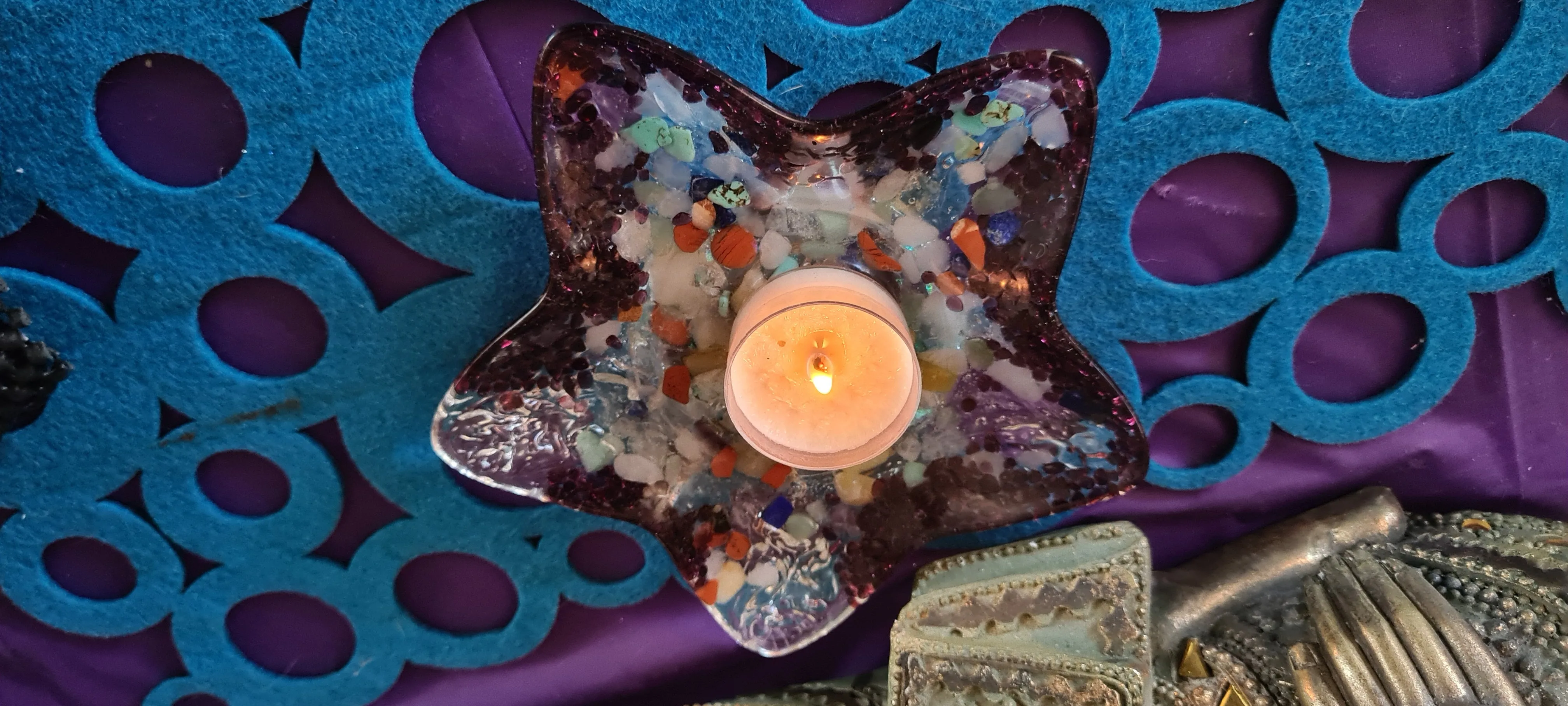 STARFISH CRYSTAL CANDLE HOLDERS/TRINKET DISH-made by me