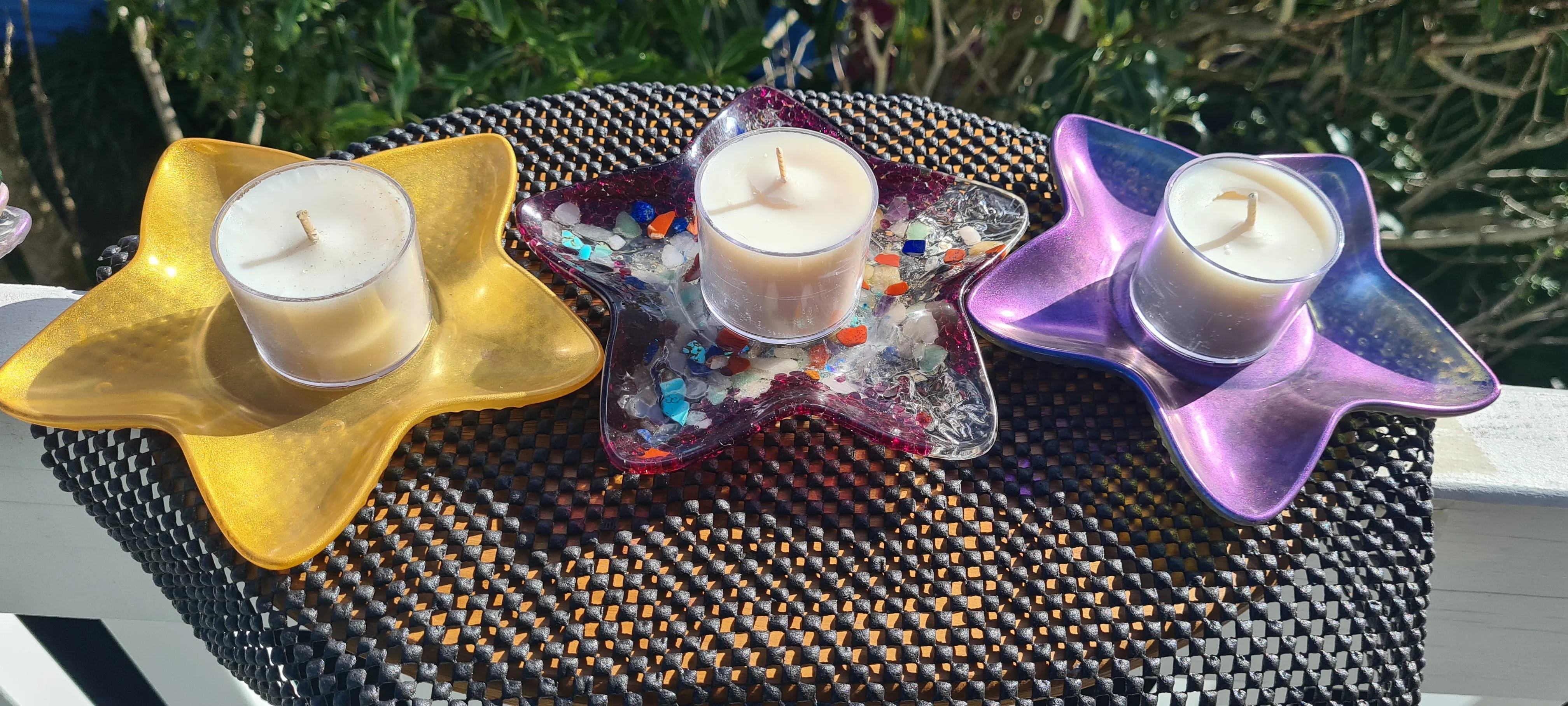 STARFISH CRYSTAL CANDLE HOLDERS/TRINKET DISH-made by me