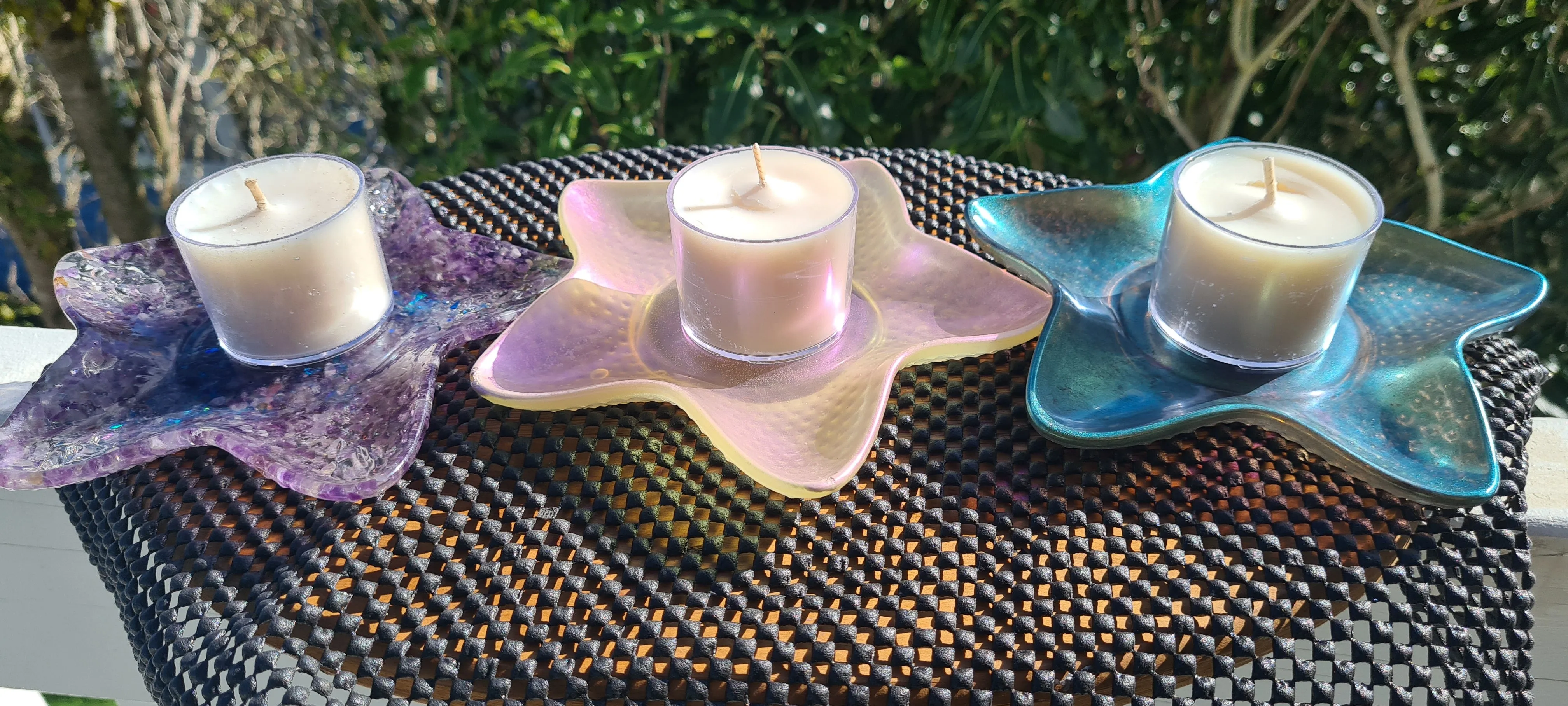 STARFISH CRYSTAL CANDLE HOLDERS/TRINKET DISH-made by me