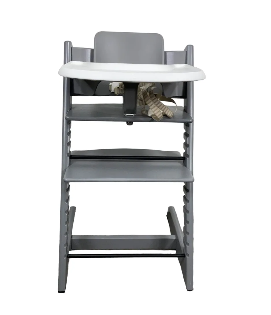 Stokke Tripp Trapp High Chair with Baby Set and Tray, White, Storm Grey