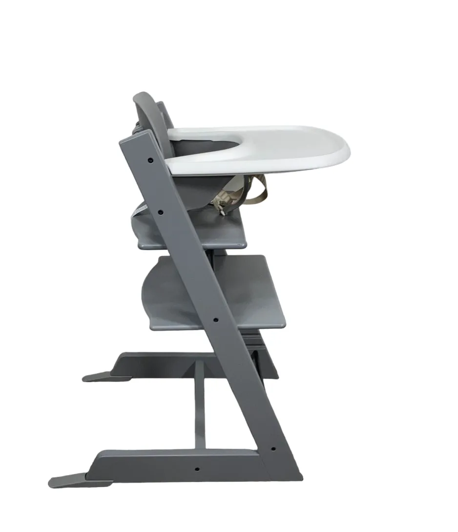 Stokke Tripp Trapp High Chair with Baby Set and Tray, White, Storm Grey