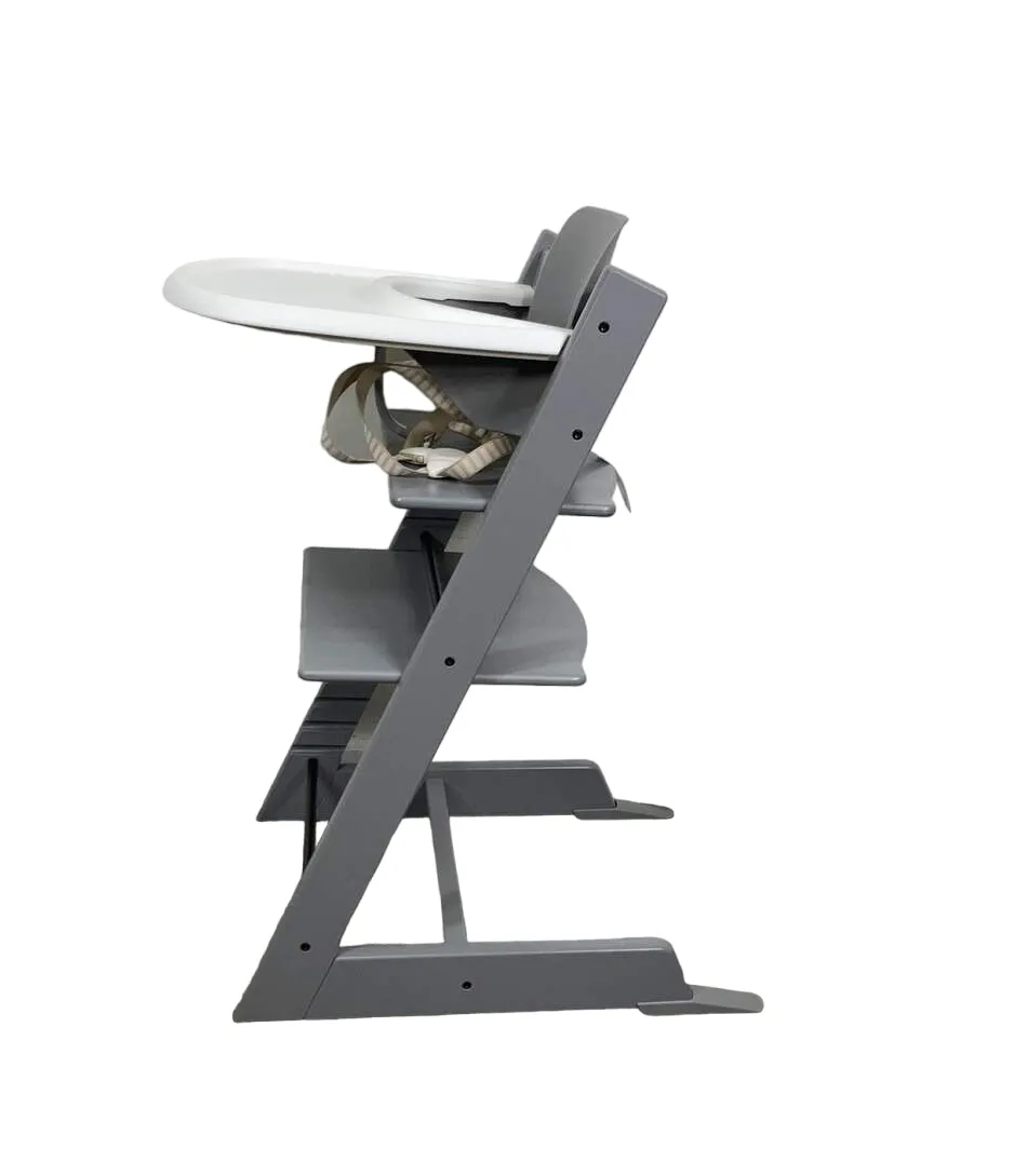 Stokke Tripp Trapp High Chair with Baby Set and Tray, White, Storm Grey