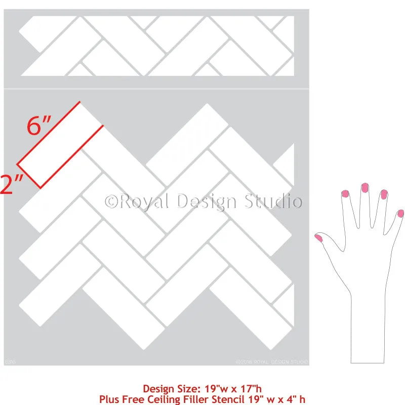 Subway Tiles Herringbone Wall Stencil