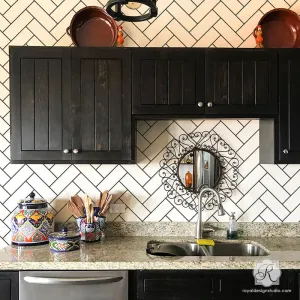 Subway Tiles Herringbone Wall Stencil