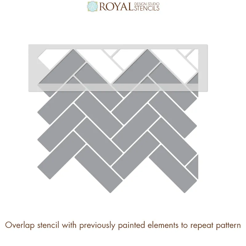 Subway Tiles Herringbone Wall Stencil