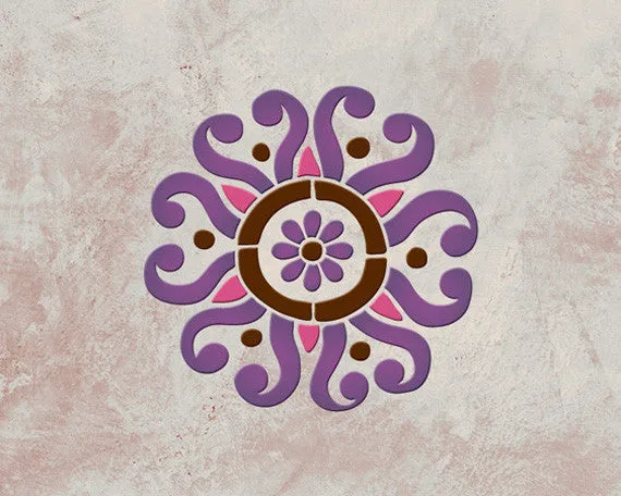 Sun Flower Moroccan Wall Art Stencil