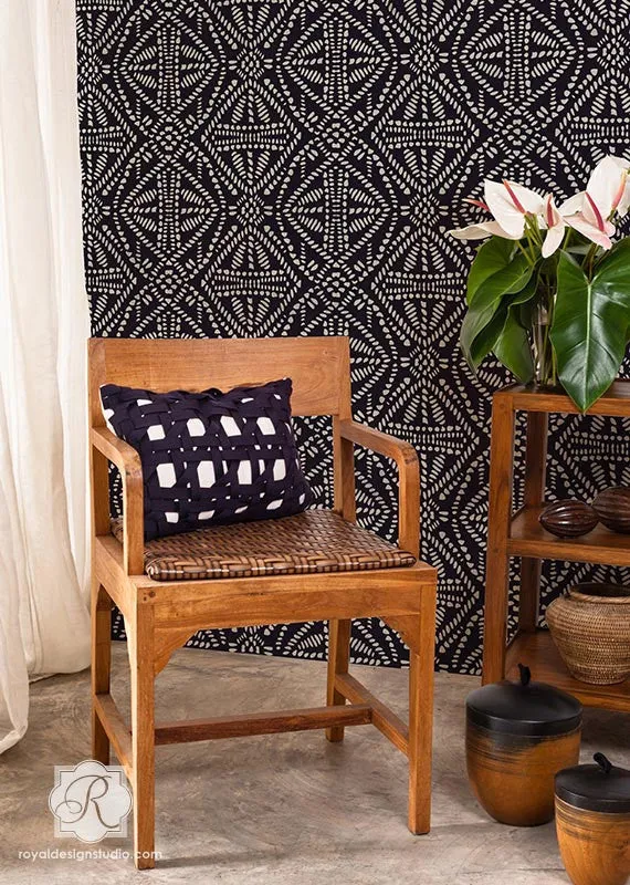 Tribal Batik Allover Wall Stencil