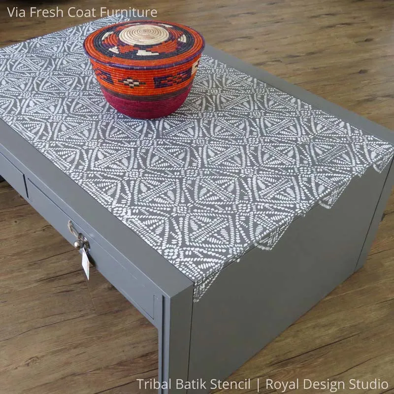 Tribal Batik Furniture Stencil