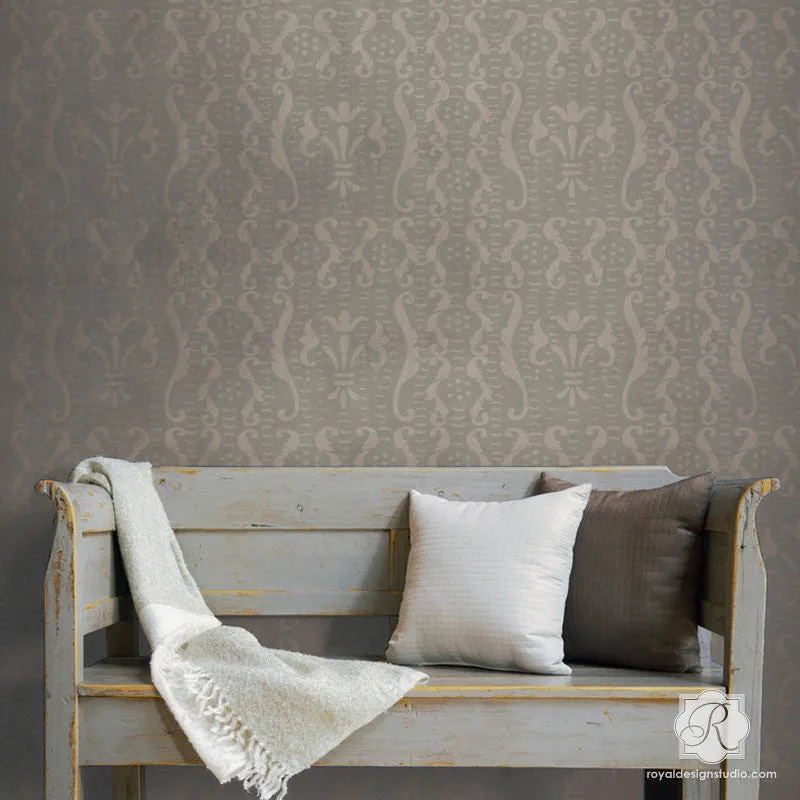 Trinita Alison Woolley Damask Wall Stencil