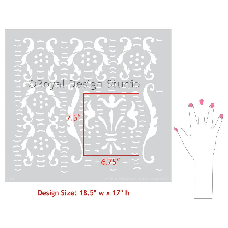 Trinita Alison Woolley Damask Wall Stencil