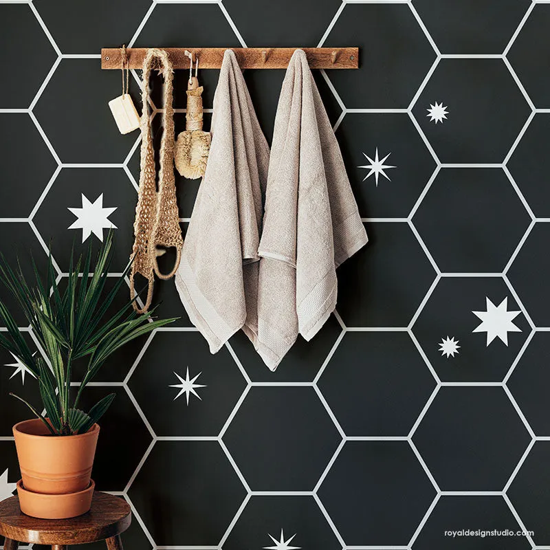 Upscaled Hexagon Tiles Stencil
